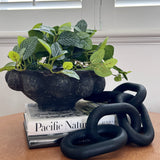 Hand Carved 5-Link Wooden Chain (Black Stain)