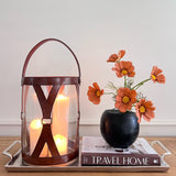 Glass and Leather Hurricane Lantern