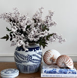 Blue and White Floral Ming Jar (Flat Lid)