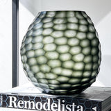 Green Etched Glass Vase