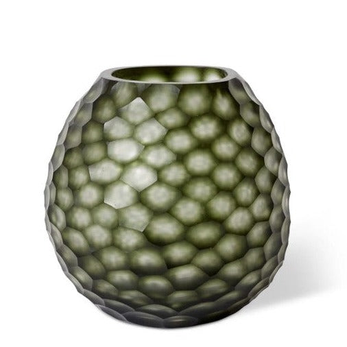 Green Etched Glass Vase