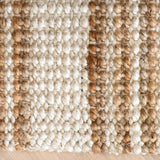 White / Natural Stripe Jute Rug
