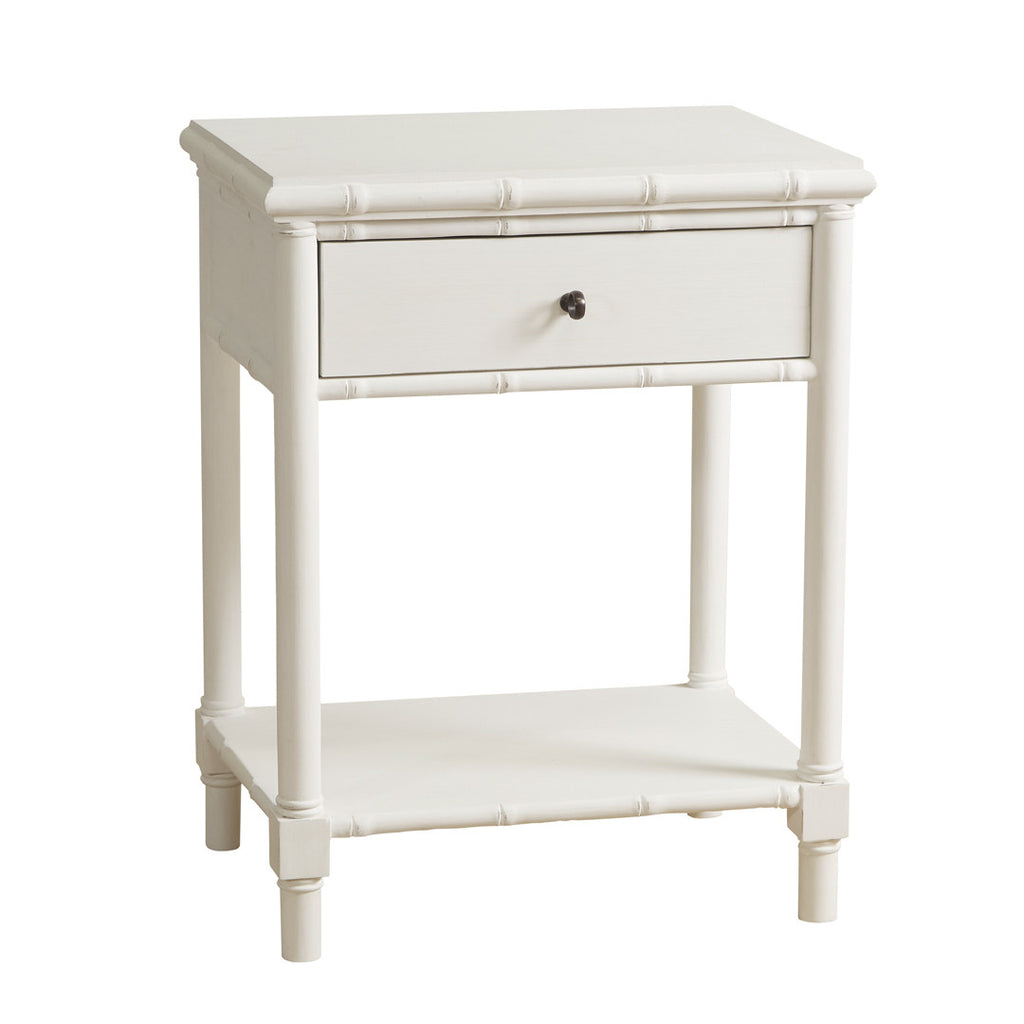 Bamboo Bedside Table (White)