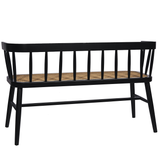 Oak Rattan Bench Seat (Black/Natural or Whitewash)