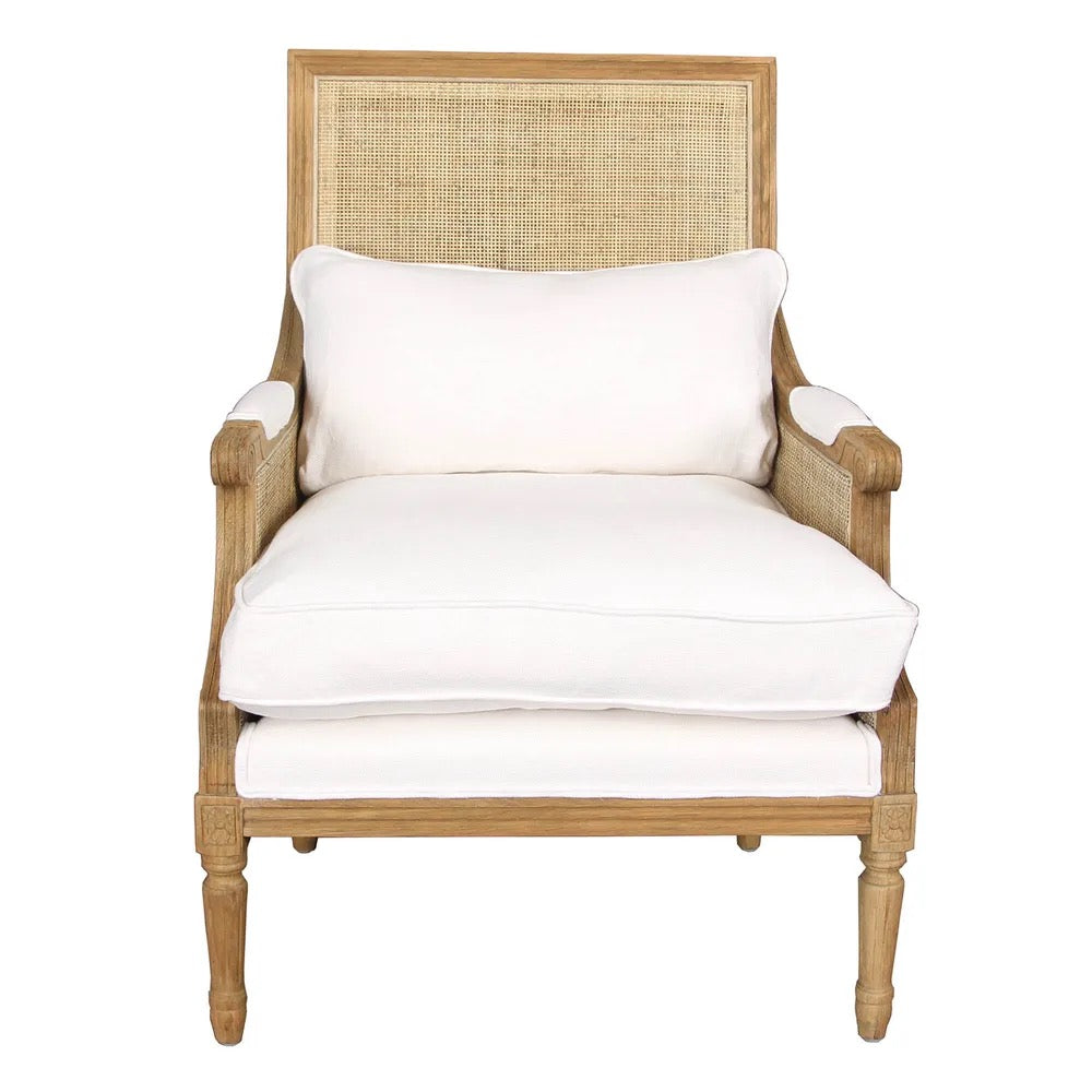 Rattan Oak Occasional Chair (White or Natural)