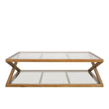 American Oak Glass Top Table