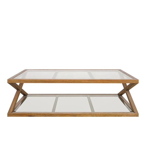 American Oak Glass Top Table
