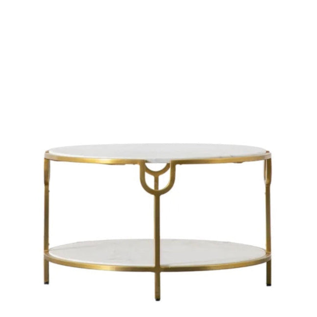 Marble Iron Top Coffee Table (White or Black Marble)