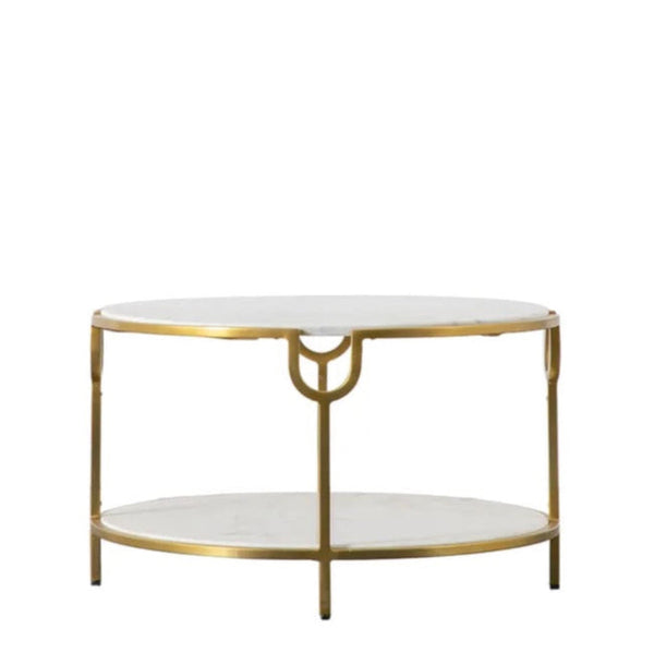 Marble Iron Top Coffee Table (White or Black Marble)