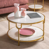 Marble Iron Top Coffee Table (White or Black Marble)