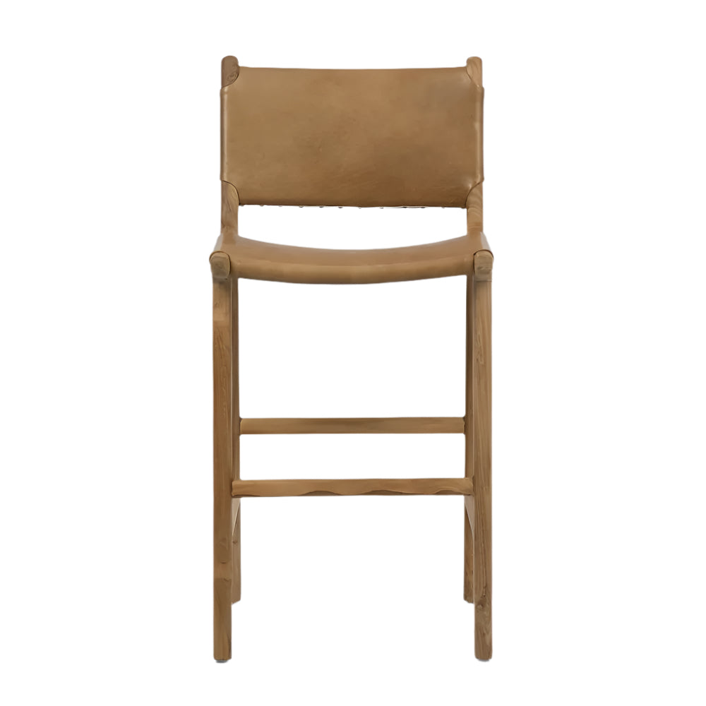 Leather High Back Stool (Tan)