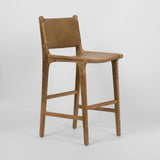 Leather High Back Stool (Tan)