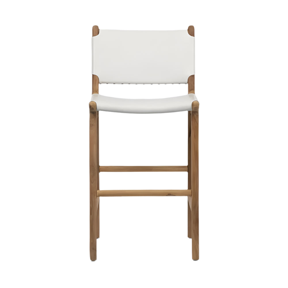 Leather High Back Stool (White)