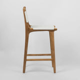 Leather High Back Stool (White)