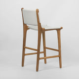 Leather High Back Stool (White)