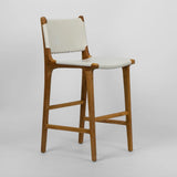 Leather High Back Stool (White)