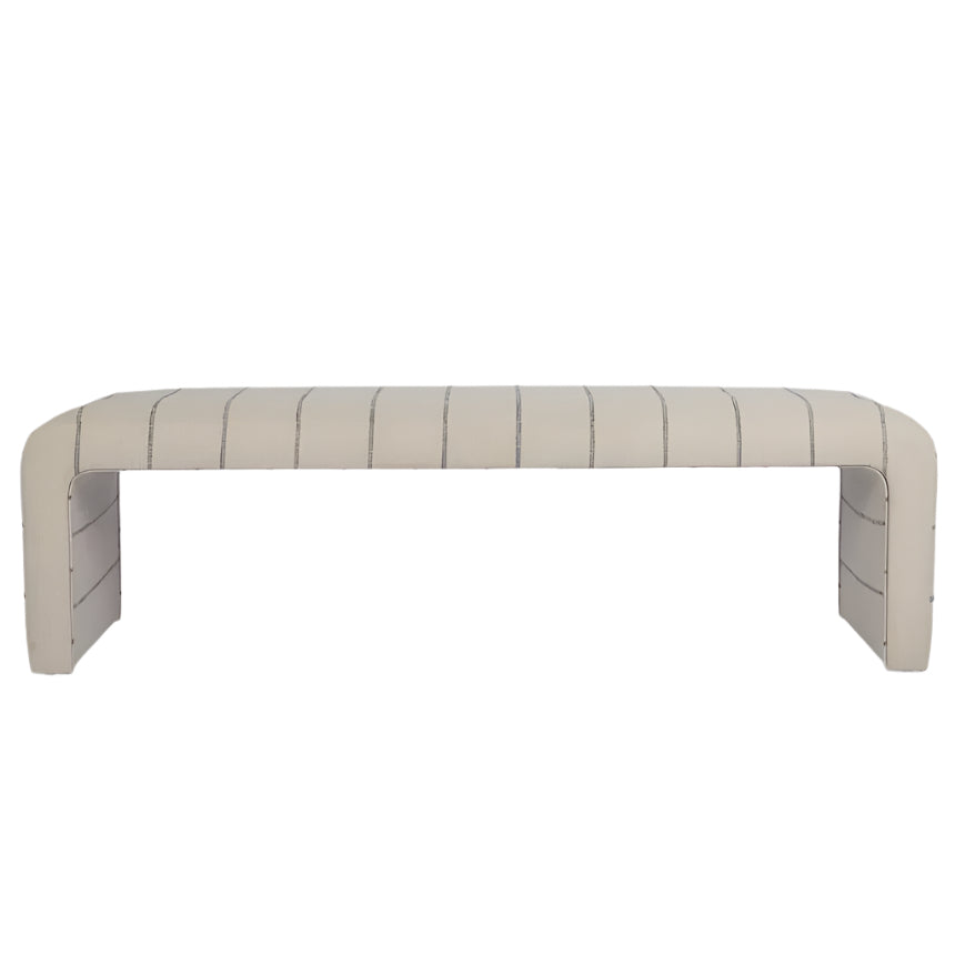 Navy Stripe Upholstered Bench