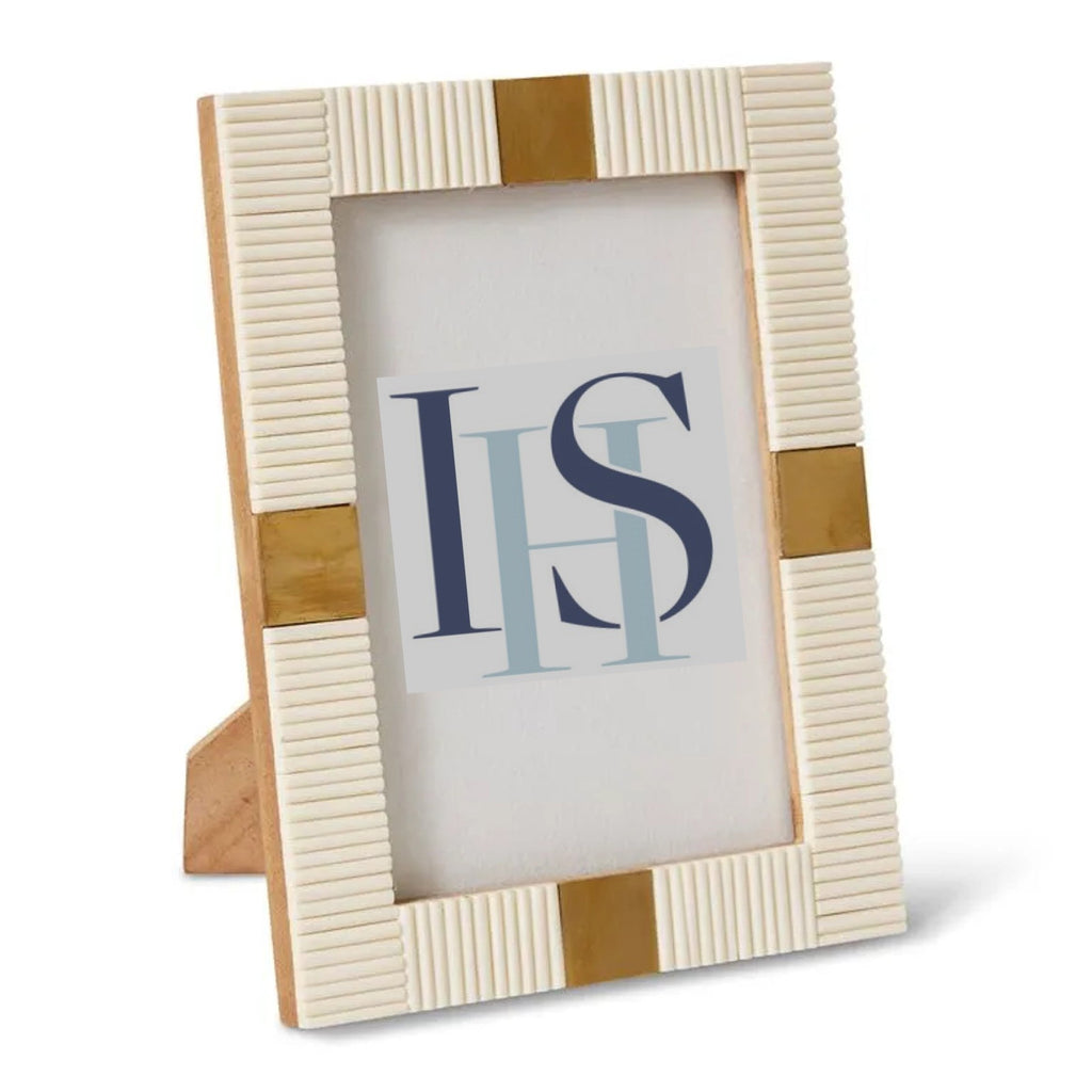 Ribbed Ivory and Brass Resin Frame