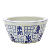 Blue and White Ceramic Chinese Symbol Bowl