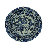 Blue and White Ceramic Dragon Plate (with stand)
