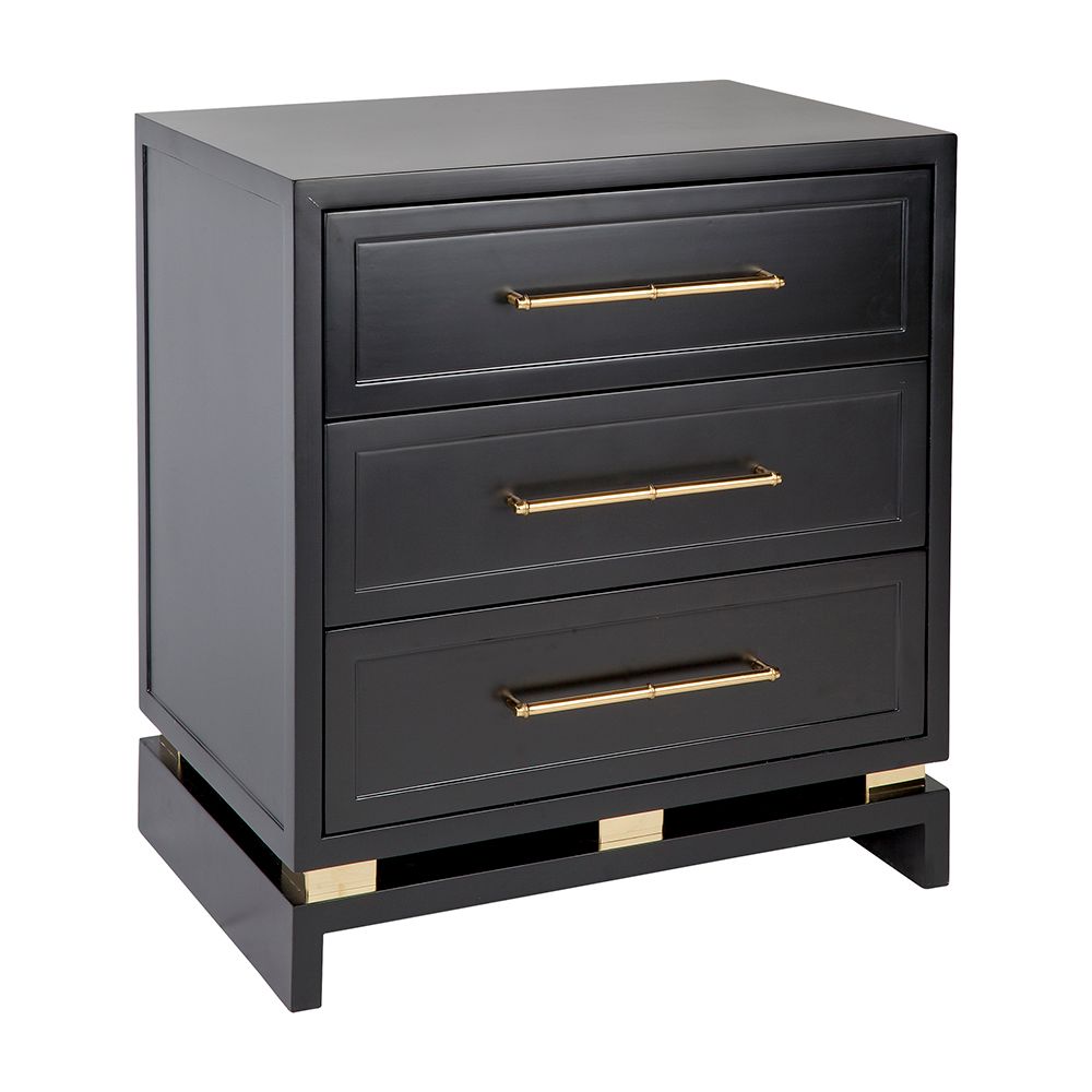 Bamboo Bedside Table (Large Black)