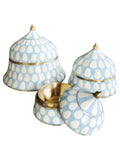 Ice Blue and White Inlay and Brass Hand Crafted Boxes