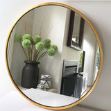 Simple Brass Finish Round Mirror