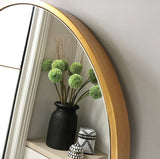 Simple Brass Finish Round Mirror
