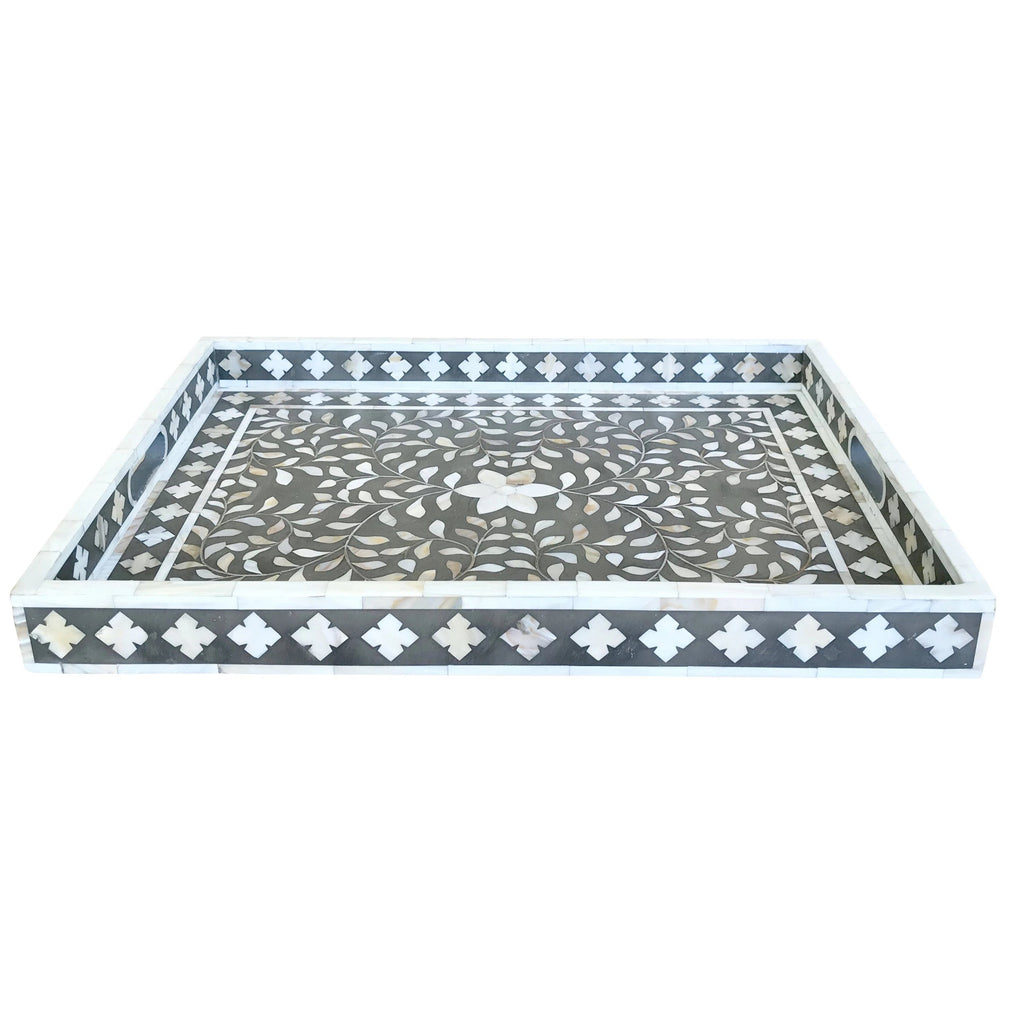 Grey Mother of Pearl Flower Tray