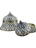 Blue Geo Inlay and Brass Hand Crafted Boxes