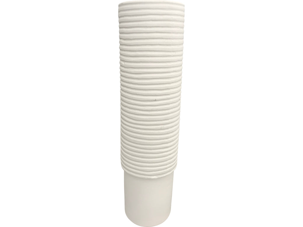 Tall Ribbed Bud Vase (Matte White)