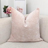 Blush Pink Ribbed Velvet Cushion