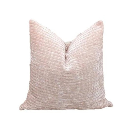Blush Pink Ribbed Velvet Cushion