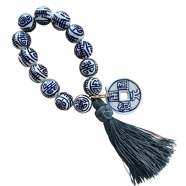 Chinoiserie Bracelet with Tassel & Charm
