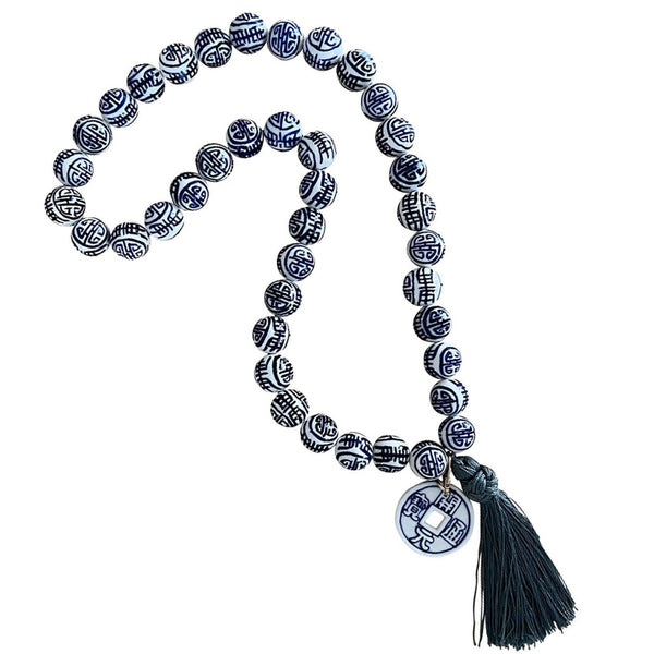 Chinoiserie Necklace with Tassel and Charm