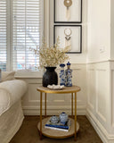 Round Rattan Side Table (Gold)