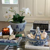 Blue and White Ceramic Chinese Symbol Bowl
