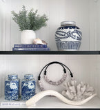 Blue and White Floral Ming Jar (Flat Lid)
