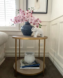 Round Rattan Side Table (Gold)