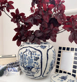 Blue and White Floral Arrangement Jar (Flat Lid)