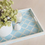 Ice Blue Rectangle Moroccan Pattern Inlay Tray