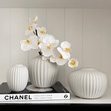 Ribbed Squat Vase (White)