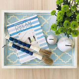 Ice Blue Rectangle Moroccan Pattern Inlay Tray