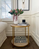 Round Rattan Side Table (Gold)