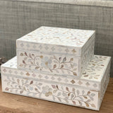 White Flower Mother of Pearl Inlay Box (2 sizes)