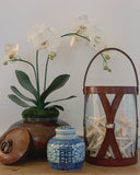 Glass and Leather Hurricane Lantern