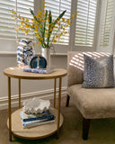 Round Rattan Side Table (Gold)
