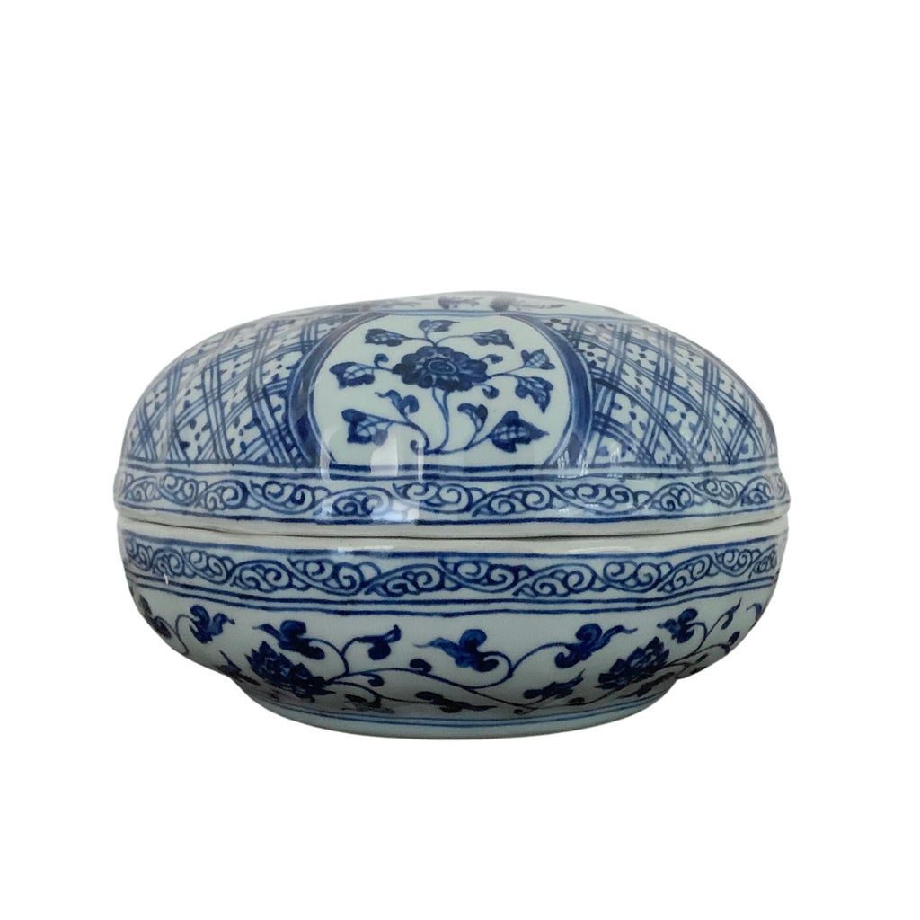 Blue and White Ceramic Round Box