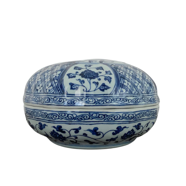 Blue and White Ceramic Round Box