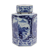 Blue and White Hex Ginger Jar